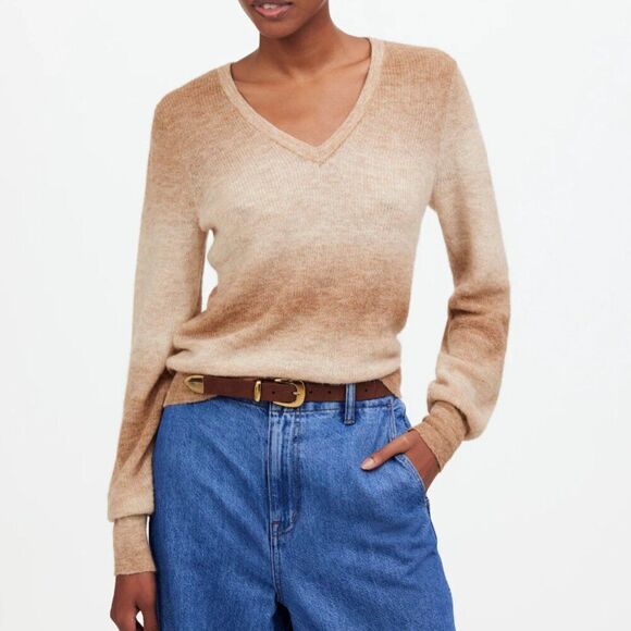 Madewell  ns689 Alpaca-Blend Deep V-Neck Sweater NWOT size small - Picture 1 of 9